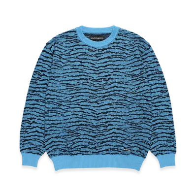 WACKO MARIA Tiger Jacquard Knit Sweater "Blue"