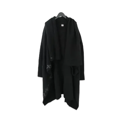 Chrome Hearts x Rick Owens Cross Leather Patch Drape Cardigan Coat "Black"