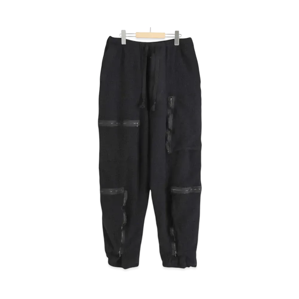 COMOLI Full-Length Wool Parachute Pants "Black"