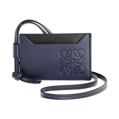 LOEWE Plain Cardholder Necklace In Classic Calfskin "Midnight Blue"