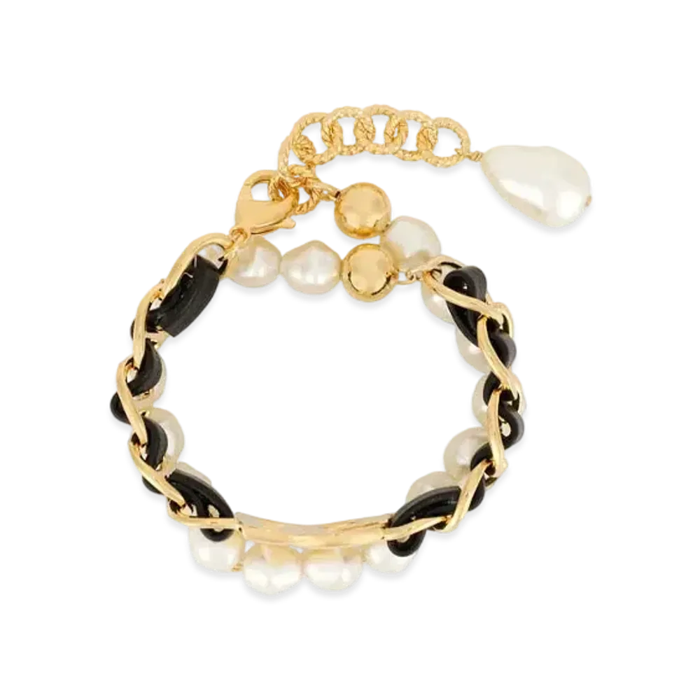 Dolce&Gabbana Bracelet With DG Logo And Leather Details "Gold"
