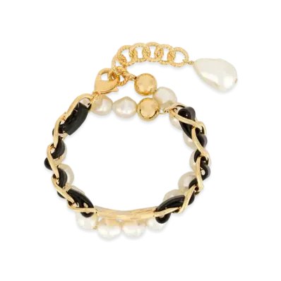 Dolce&Gabbana Bracelet With DG Logo And Leather Details "Gold"