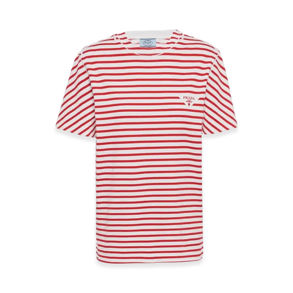 PRADA Women's Printed Interlock T-Shirt "White/Red"