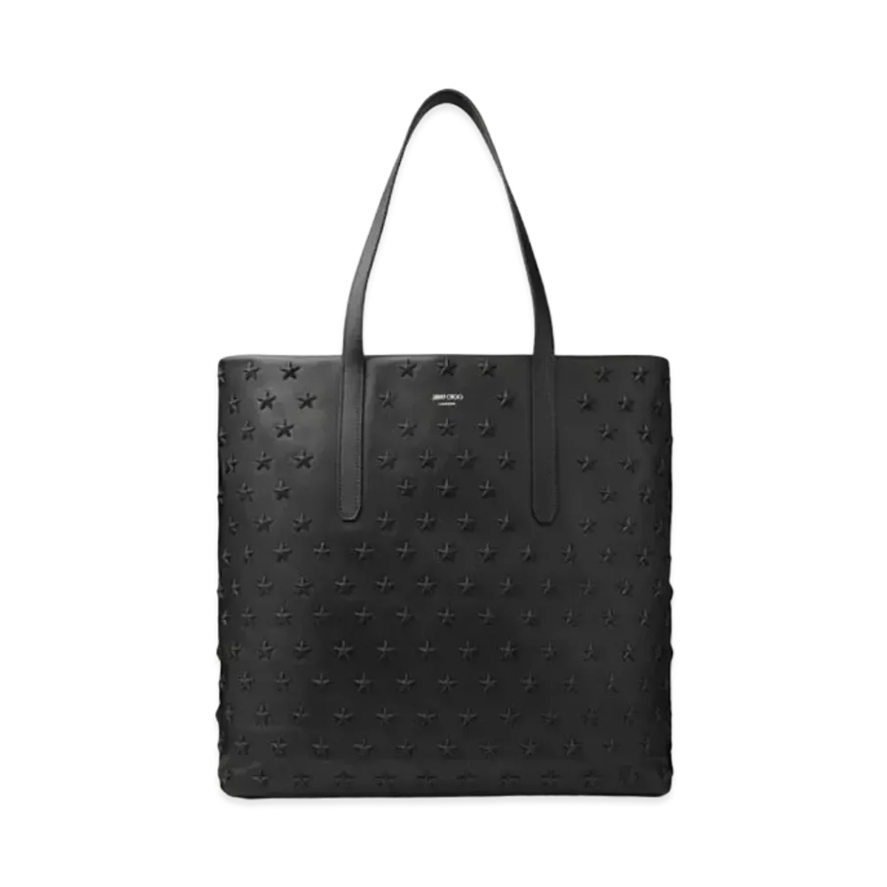 Jimmy Choo Pimlico/S N/S Leather Tote Bag With Stars "Black/Gunmetal"