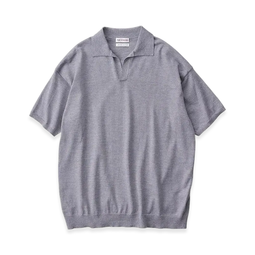 NICENESS Antoine Suvin Wool Skipper Polo Shirt "Gray"