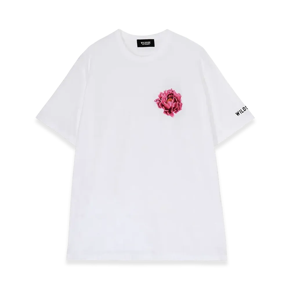 WILDSIDE YOHJI YAMAMOTO Embroidery Peony T-Shirt "White"