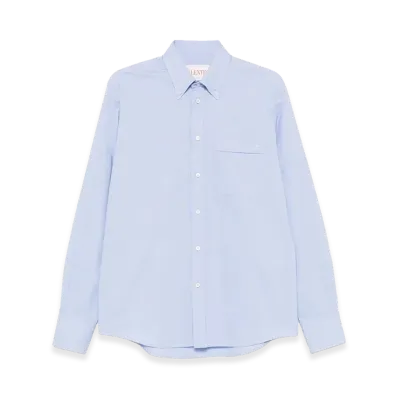 Valentino Cotton Oxford Shirt With Vlogo Embroidery "Sky"