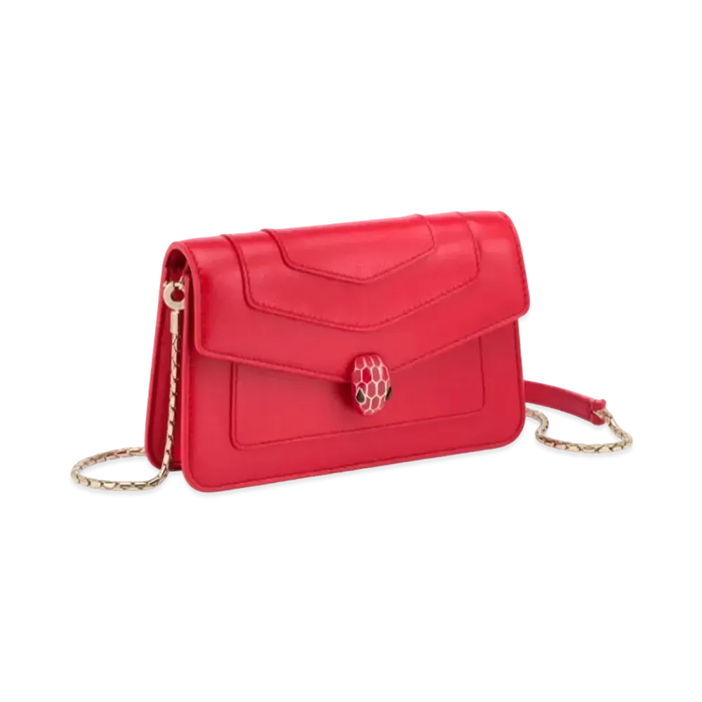 BVLGARI Serpenti Forever Chain Wallet "Red"