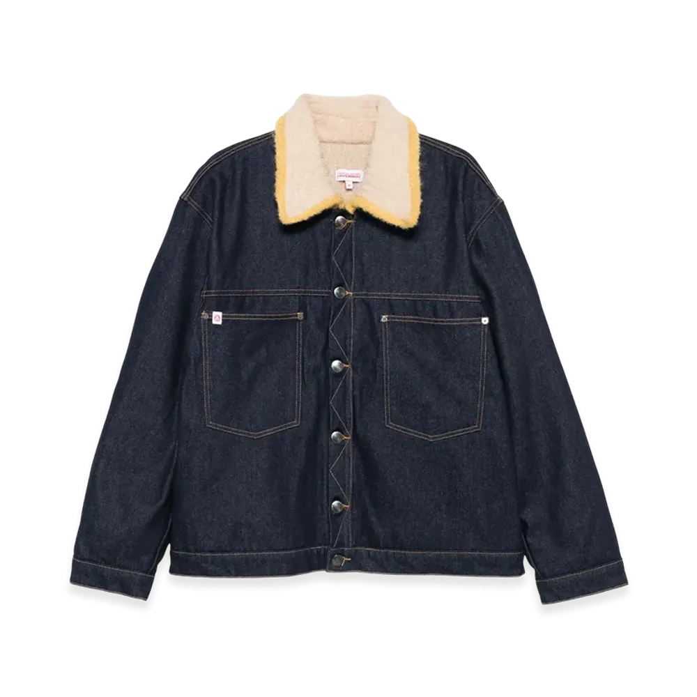 Charles Jeffrey Loverboy Denim Jacket With Knitted Collar "Blue"