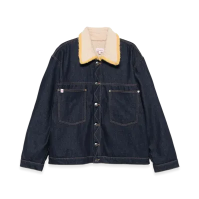 Charles Jeffrey Loverboy Denim Jacket With Knitted Collar "Blue"