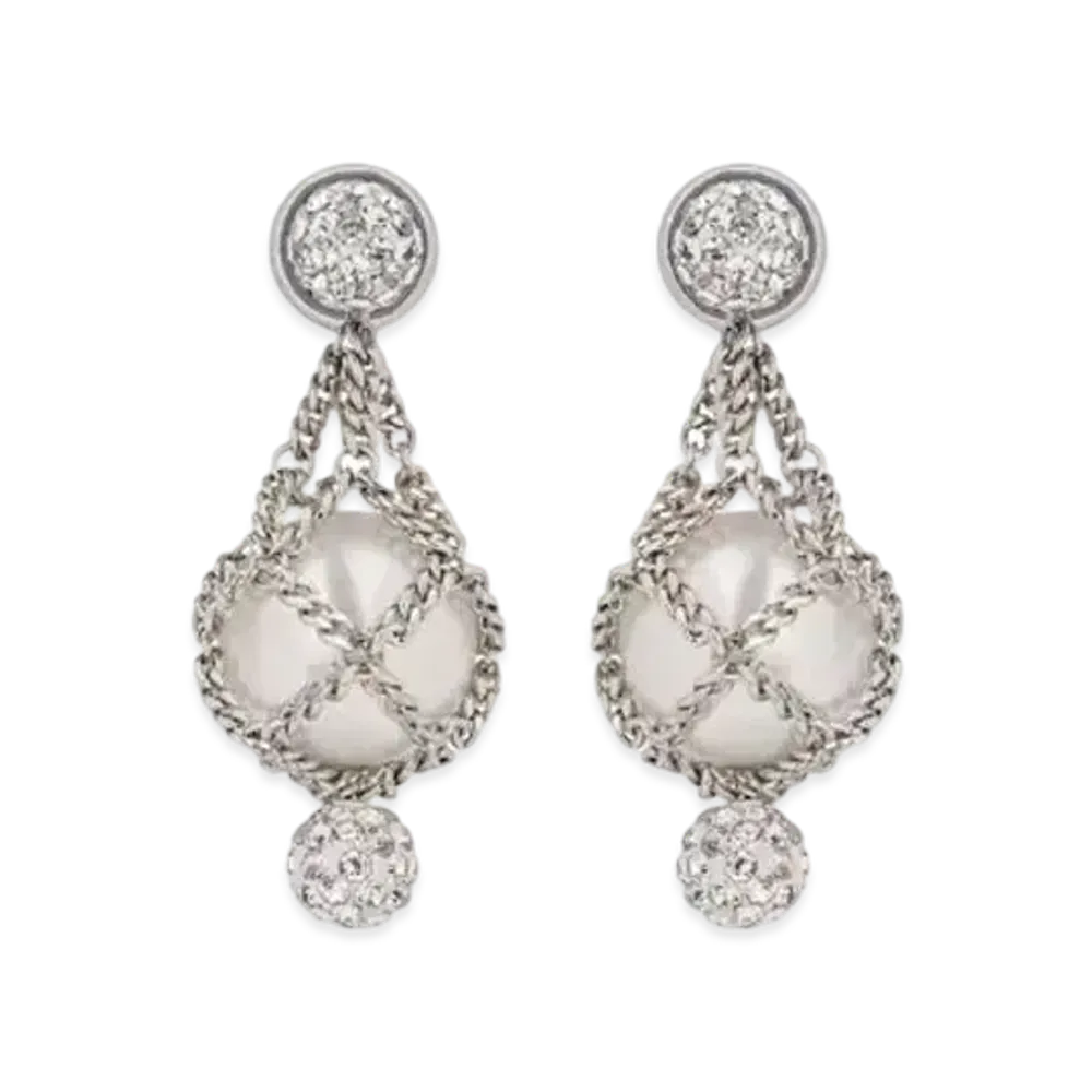 GIVENCHY Pearling Earrings In Metal with Pearls And Crystals "White/Silver"