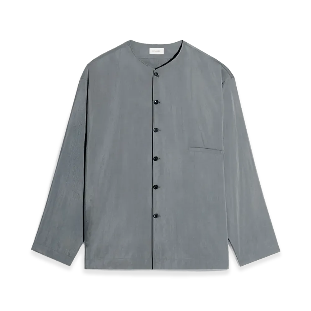 LEMAIRE Dry Silk V-Neck Shirt "Aluminium"