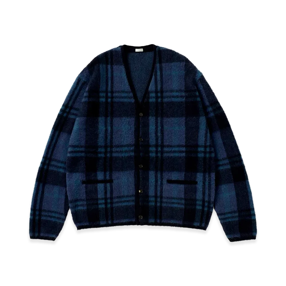 A.PRESSE Brushed Cashmere Middle Gauge Cardigan "Blue"