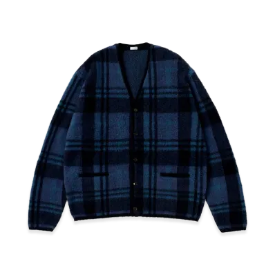 A.PRESSE Brushed Cashmere Middle Gauge Cardigan "Blue"