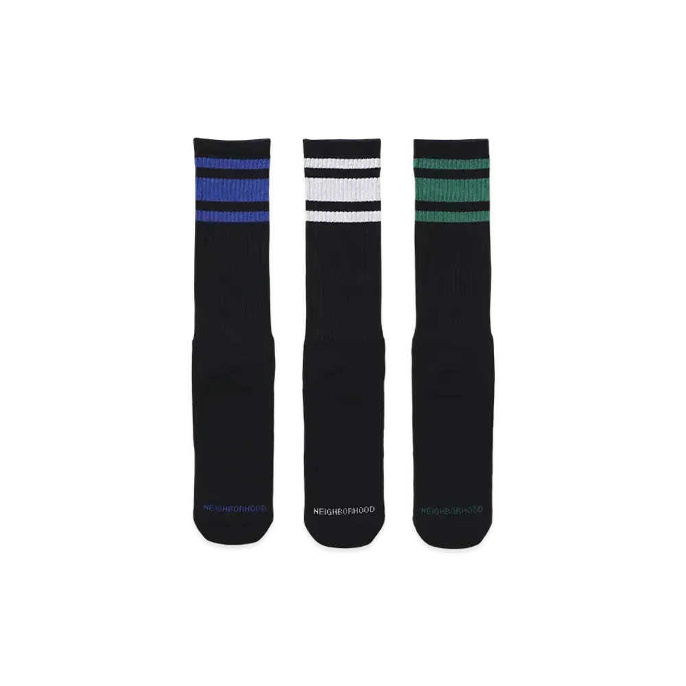 NEIGHBORHOOD Classic 3Pac Socks "Black"