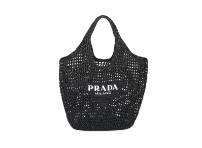 PRADA Raffia Tote Bag "Black"