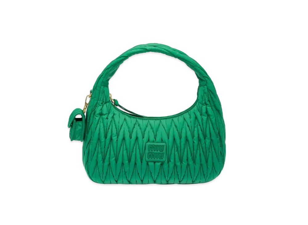 MIU MIU Miu Wander Matelasse Regenerated Nylon Hobo Bag "Mint Green"