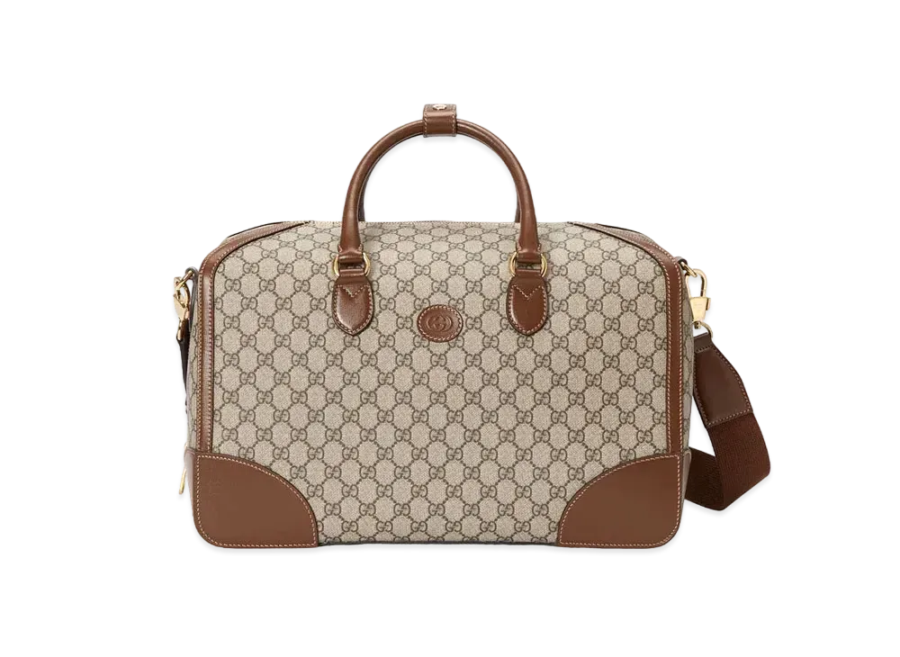GUCCI Interlocking G Duffel Bag GG Supreme "Beige/Ebony"