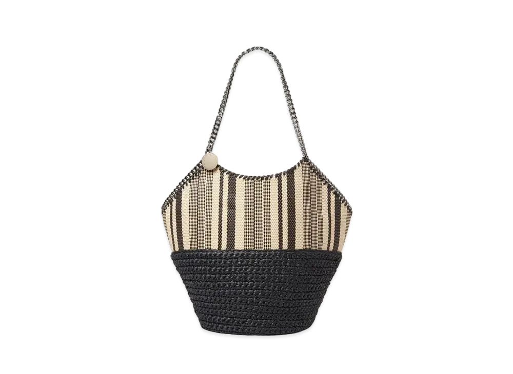 STELLA McCARTNEY Farabela Stripe Lafia Large Tote "Black"