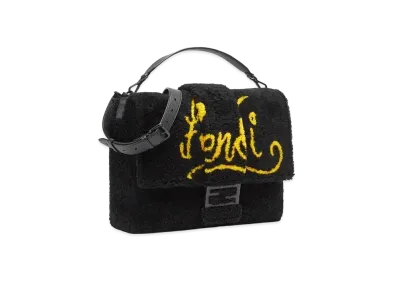 FENDI Baguette Messenger Bag Large Searing Bag Interca "Black"