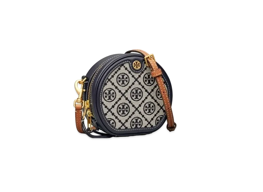 TORY BURCH T Monogram Jacquard Petit Moon Bag "Tory Navy"
