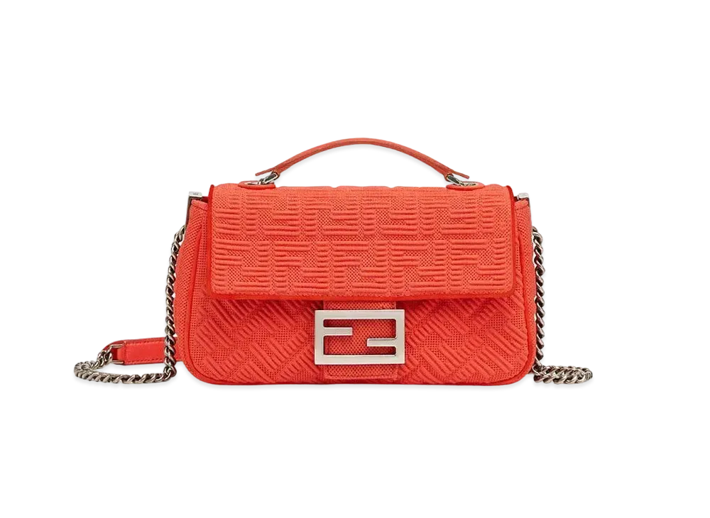 FENDI Midi Baguette Chain Ff Fabric Bag "Red"