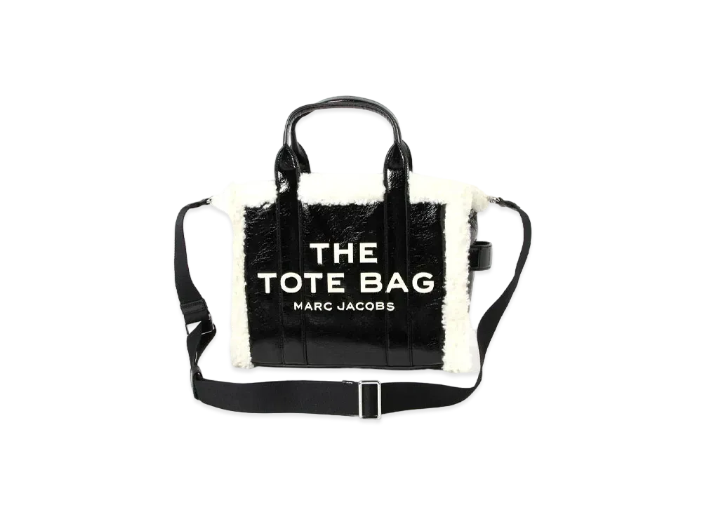 マークジェイコブス ザ スモール クリンクル レザートートバッグ "ブラック/ホワイト" H052L01RE21