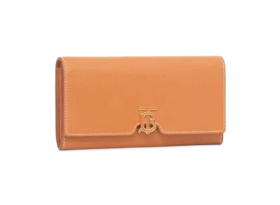 BURBERRY Monogram Motif Grainy Leather Continental Wallet "Warm Lacet Brown"