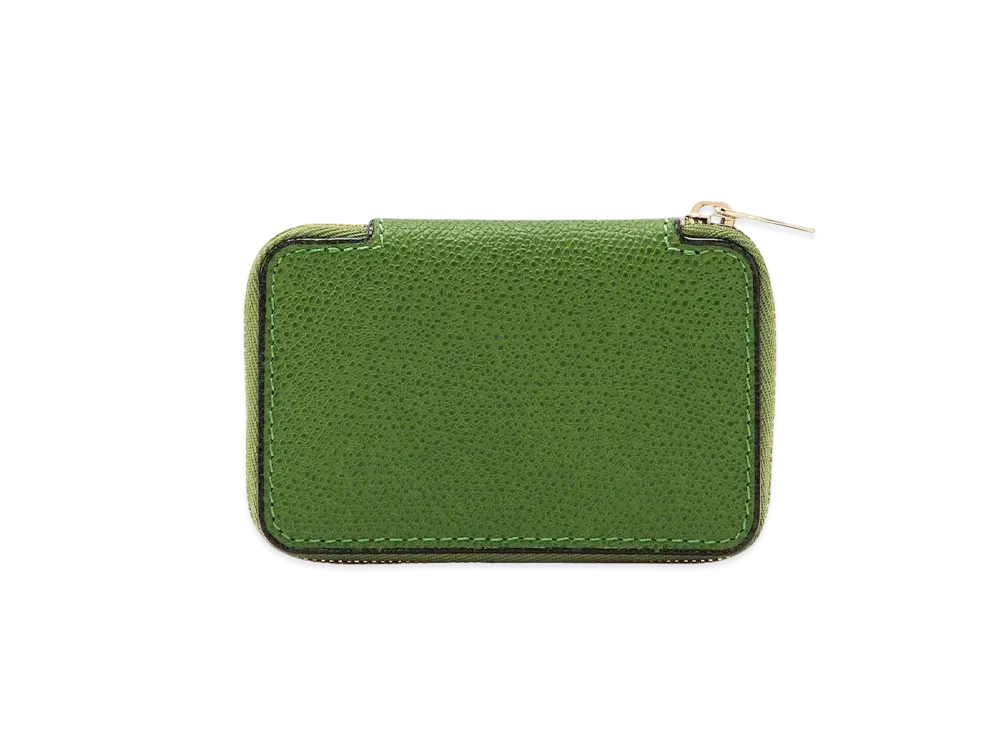 Valextra Round Zip Mini Wallet "Grass Green"