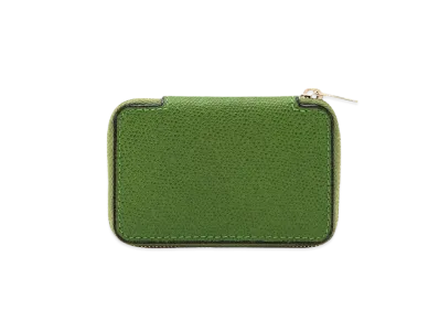 Valextra Round Zip Mini Wallet "Grass Green"