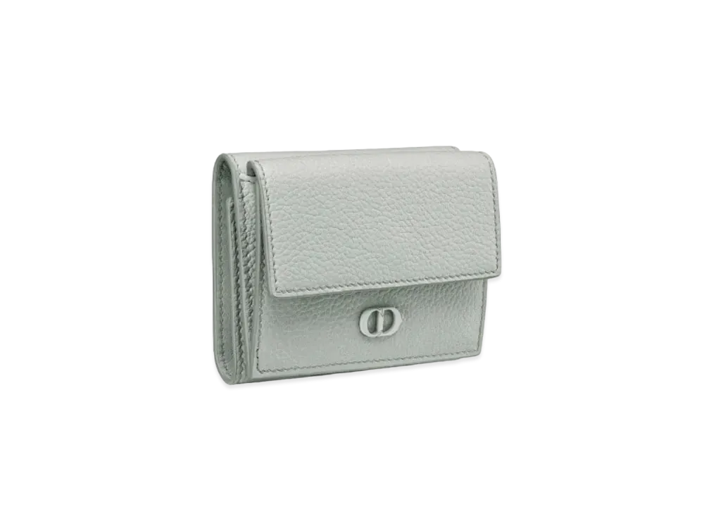 Dior Three Fold Wallets CD Icon Grained Calfskin "Gray"
