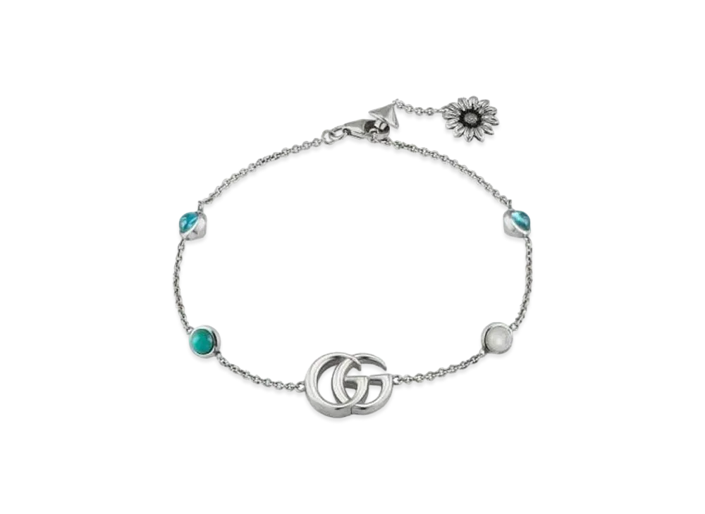 GUCCI Double G Flower Bracelet "Turquoise"