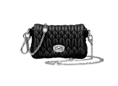 MIU MIU Miu Crystal Cross Chanpa Leather Mini Bag "Black"