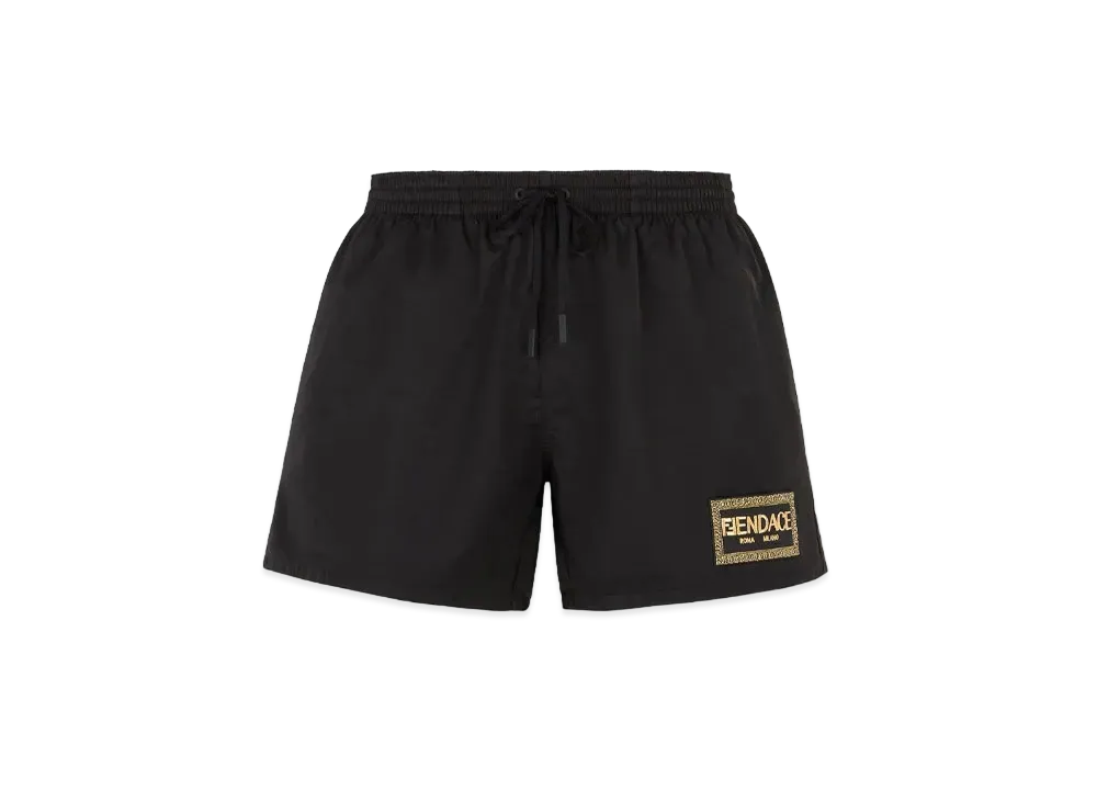 FENDI x Versace Fendace Logo Black Nylon Shorts "Black"