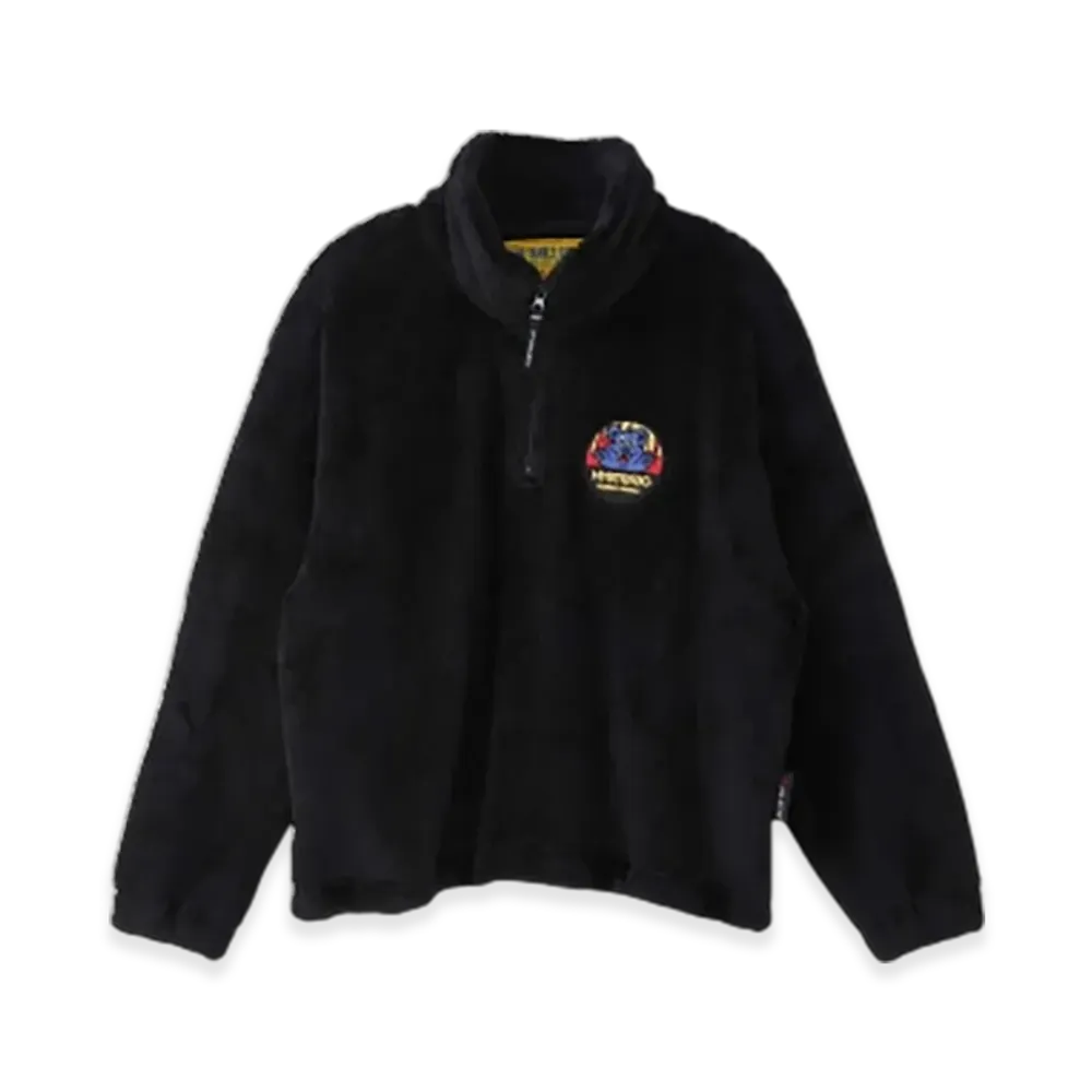 HYSTERIC GLAMOUR Burning Sounds Patch Half-Zip Sweatshirt "Black"