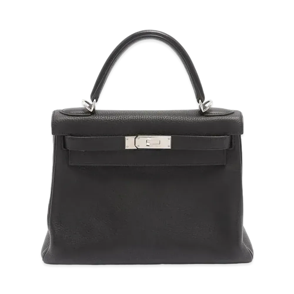 Hermes Kelly Retourne Taurillon Clemence "Noir/Silver"