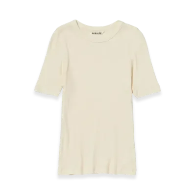 AURALEE Organic Soft Rib Tee "Ivory"