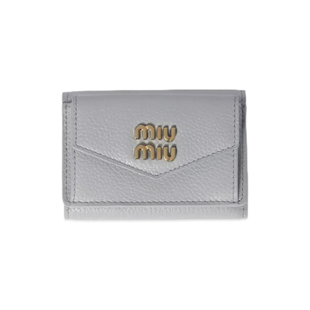 MIU MIU Vitello Daino Leather Wallet "Pearl Gray"