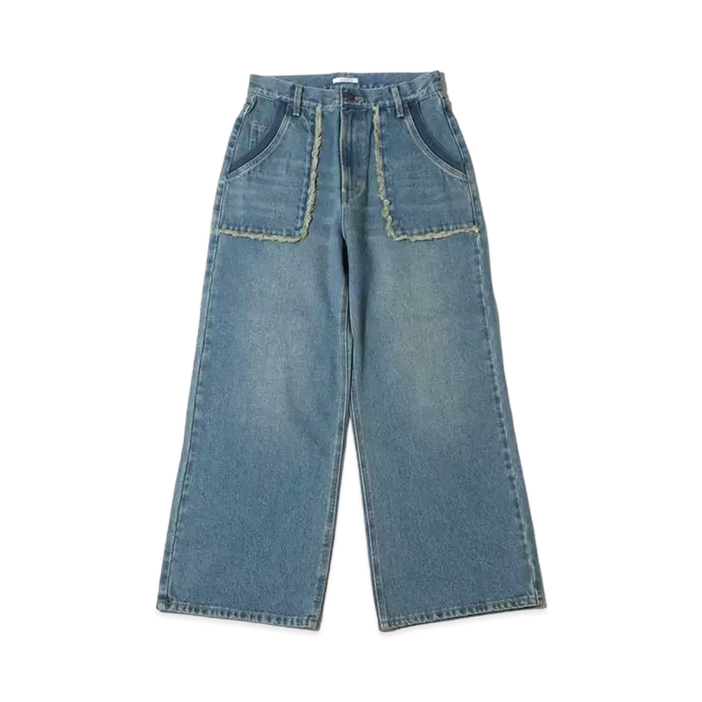 atmos pink Low-Rise Fringe Denim Pants "Indigo"