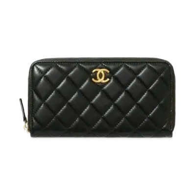 CHANEL Long Zip Wallet Lambskin "Black"