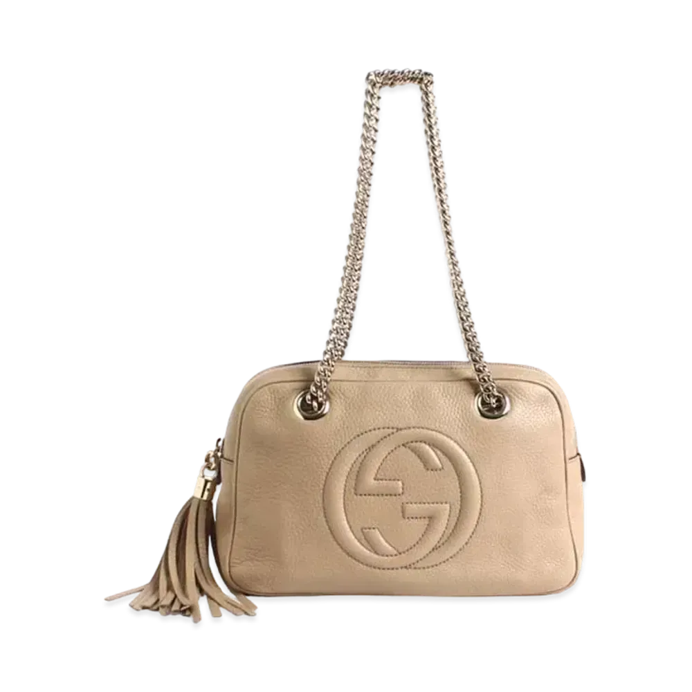 GUCCI Soho W Chain Shoulder Bag "Beige"