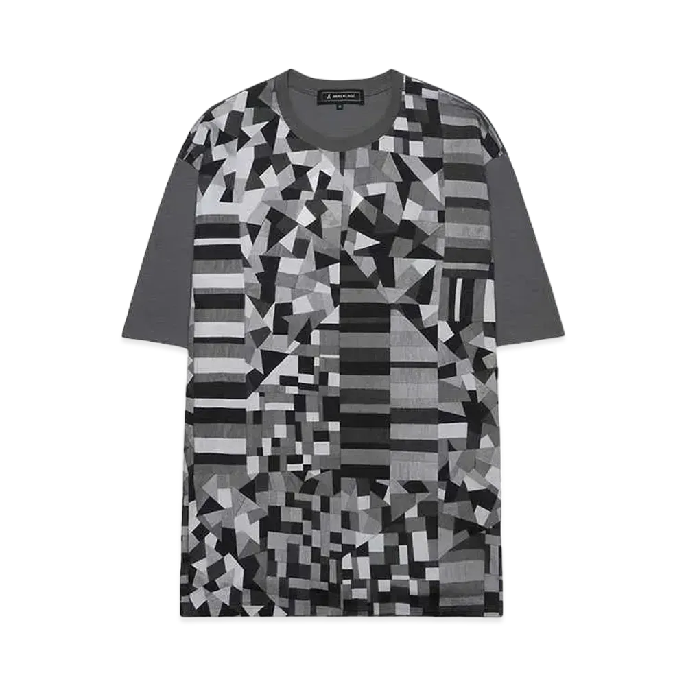 ANREALAGE PATCHWORK PRINT BROAD T-SHIRT "MONOCHROME"