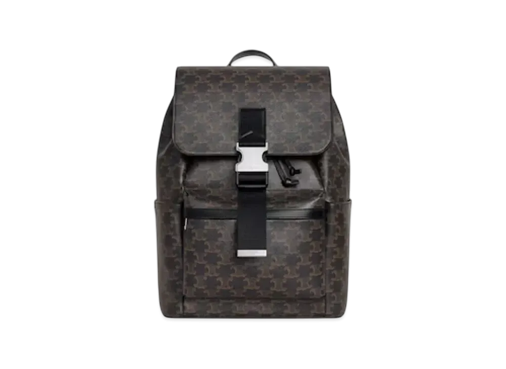 CELINE Backpack in Triomphe Canvas and Calfskin "Black"