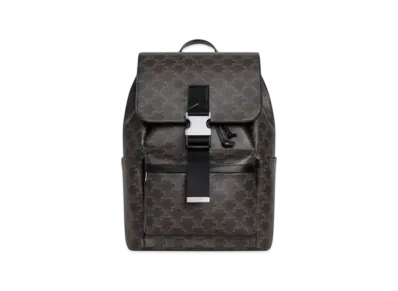 CELINE Backpack in Triomphe Canvas and Calfskin "Black"