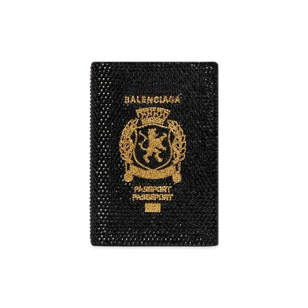 BALENCIAGA Passport Holder with Rhinestones "Black"