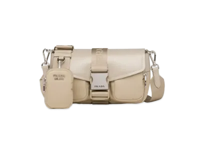 PRADA Pocket Nylon & Brushed Leather Bag "Desert Beige"