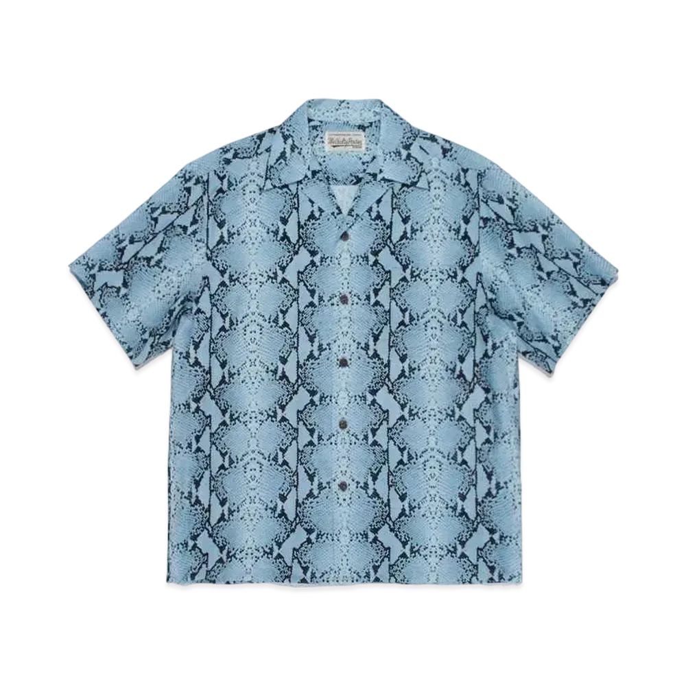 WACKO MARIA PYTHON OPEN COLLAR SHIRT "Blue"
