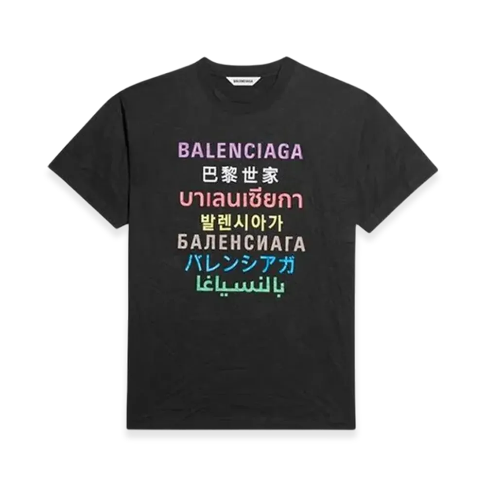 BALENCIAGA Languages T-Shirt "Black Multicolor"