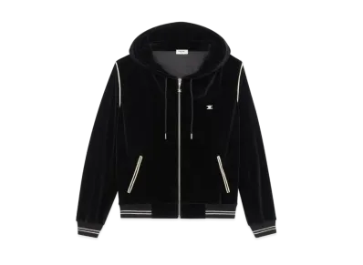 CELINE Triomphe Hooded Sweatshirt / Velvet Jersey "Black"
