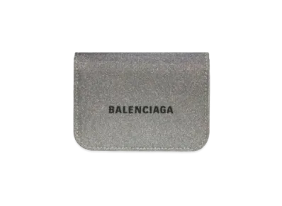BALENCIAGA Cash Mini Wallet In Glitter Material "Gray"